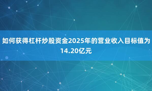 如何获得杠杆炒股资金2025年的营业收入目标值为14.20亿元